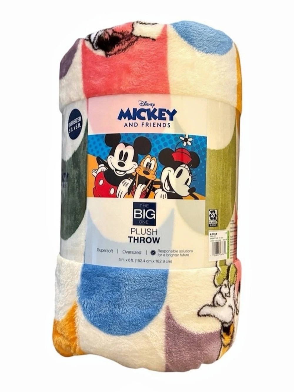 Disney Mickey and Friends Big Plush Throw Plush Throw Blanket Multicolor